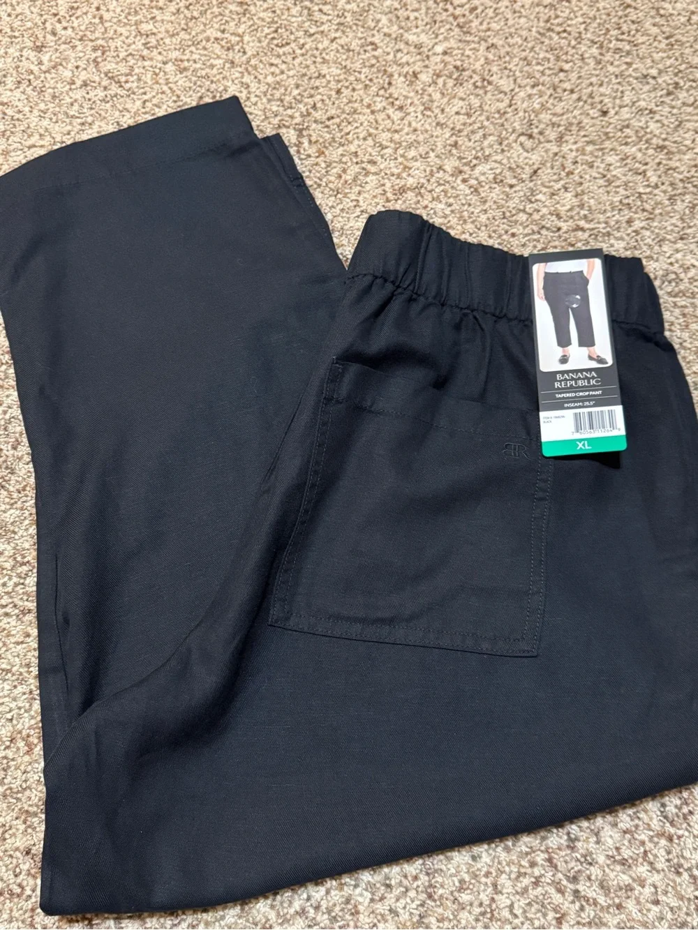 Banana Republic Black Pull On Tapered Cropped Pants Womens XL NWT